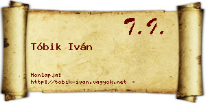 Tóbik Iván névjegykártya